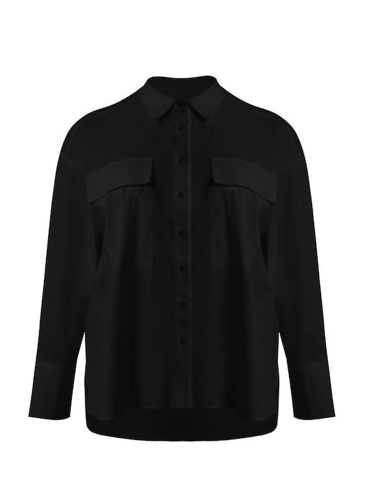 Mat Fashion Women's Long Sleeve Shirt Black