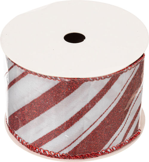 Stripes Christmas Ribbon White 300x5cm 1pc