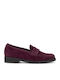 Leather Women's Moccasins in Burgundy Color