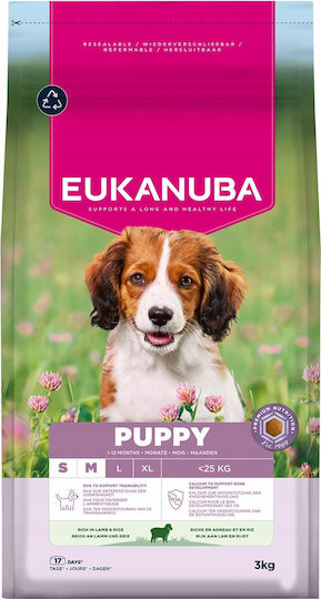 Eukanuba 3kg Ξηρά Τροφή Σκύλων Μικρόσωμων & Μεσαίων Φυλών με Αρνί και Ρύζι