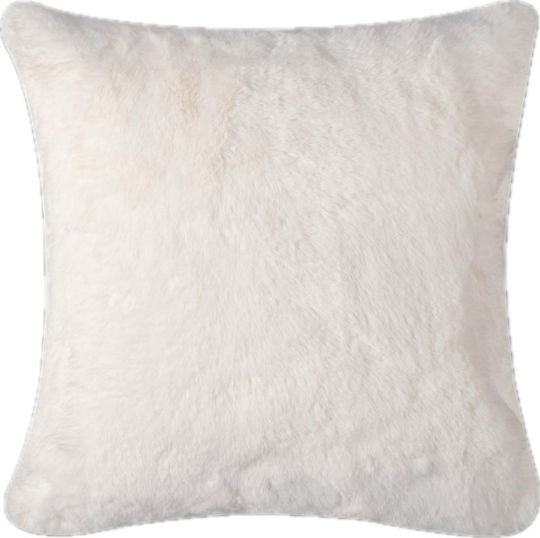Silk Fashion Silk Fashion Decorative Pillow Case Rabbit Furry Ivory 45x45cm