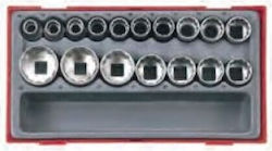 Teng Tools Nüsse Pneumatisch Sechskant mit Vierkant-Antrieb 1/2" Set 17Stück