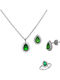 Set mit Halskette , Ohrringe & Ring aus Silber mit Steinen