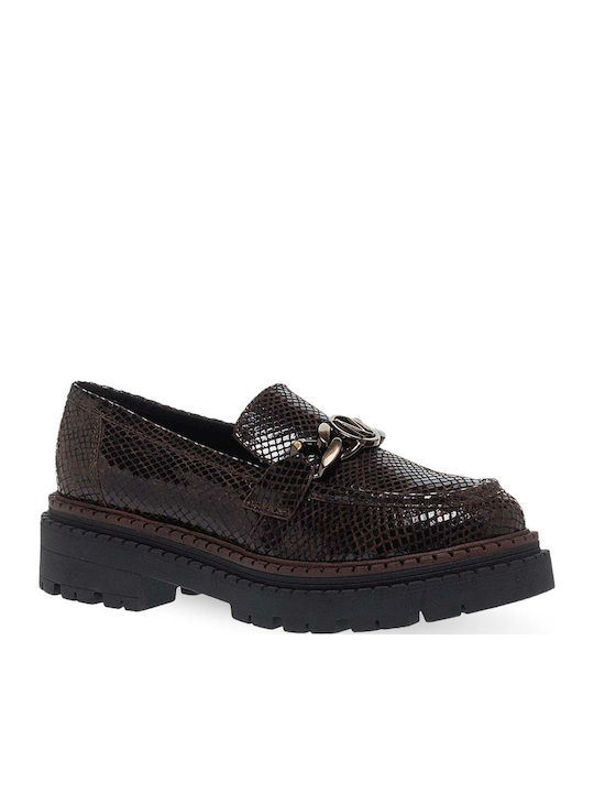 Leder Damen Mokassins in Braun Farbe