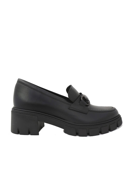 Δερμάτινα Γυναικεία Loafers σε Μαύρο Χρώμα