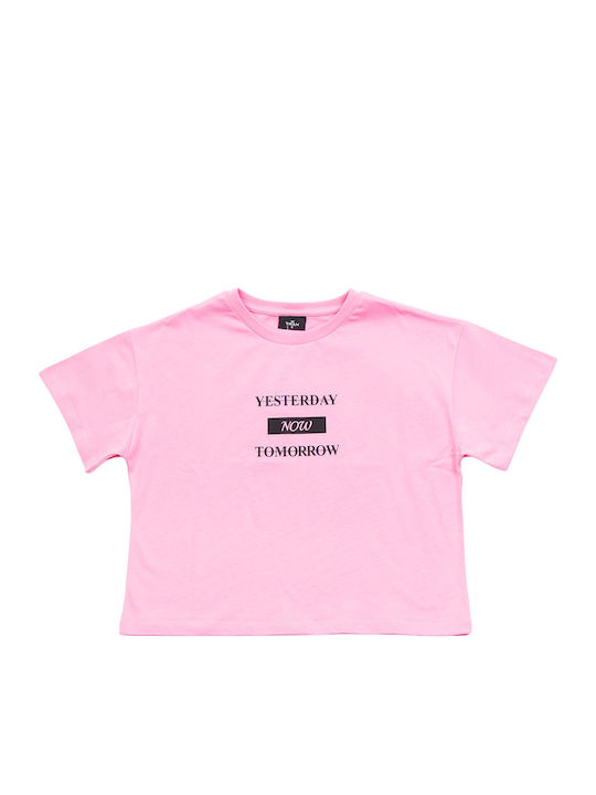 Trax Παιδικό Crop Top Κοντομάνικο Ροζ