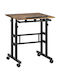 Computer Office Wooden Rustic Brown with Metal Legs & Adjustable Height 60x60x70cm