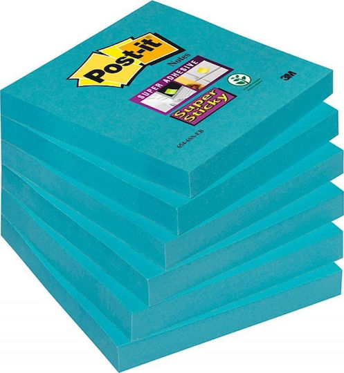 Post-it Sticky Notes Post-it Super Sticky 654-6ss-eb 76x76mm 1x90 Sheets Blue
