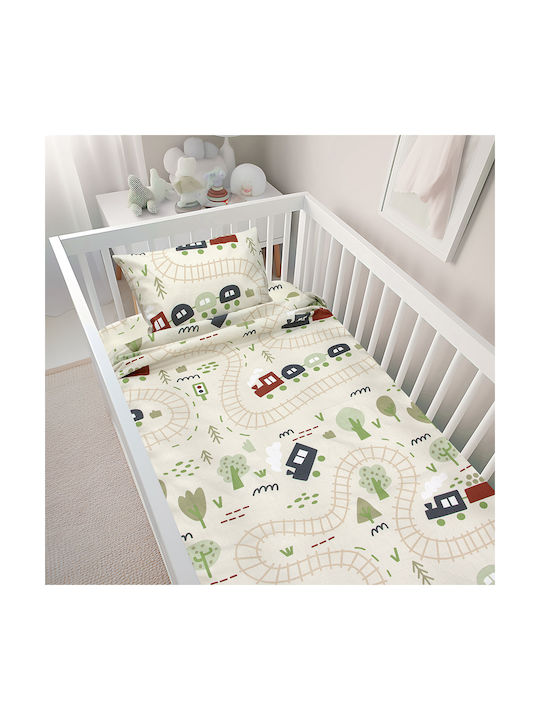 Lino Home Baby Sheets Set Crib Cotton Beige 120x180cm