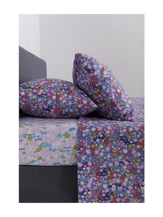 Naf Naf Summit Σετ Σεντόνια King Size με Λάστιχο 240x270εκ. Lilac (4τμχ)