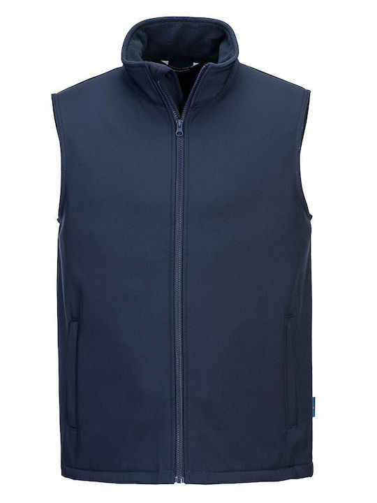 Portwest Waterproof Softshell Men's Safety Vest with Fleece Lining Navy Blue