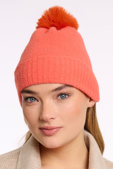 Beanie Unisex Beanie Knitted in Orange color