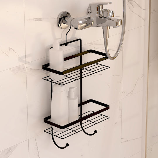 5Five Wall Mounted Bathroom Shelf Metallic 25.5x12x31cm Black