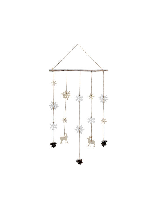 Hängendes Schneeflocke Ornament Hölzern Beige 35x67cm