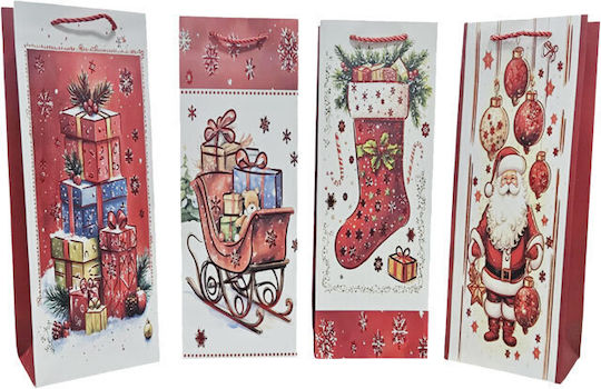 Tall Paper Christmas Bag for Gift Multicolored 35x12cm. 12pcs