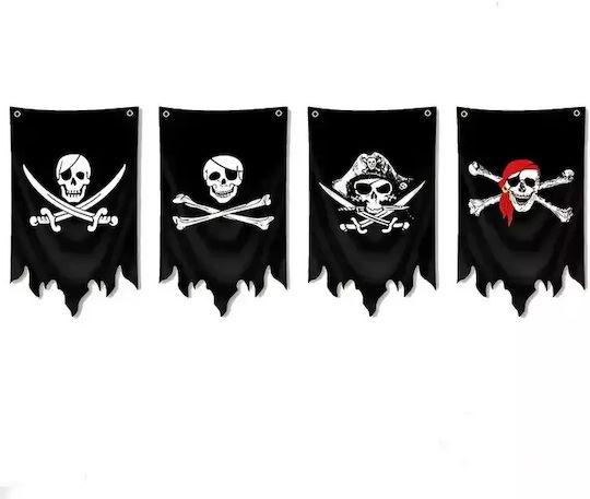 Set 4 Pirate Flags Pirate Flags Banner Skull Swords Bones Pfb40 Oem