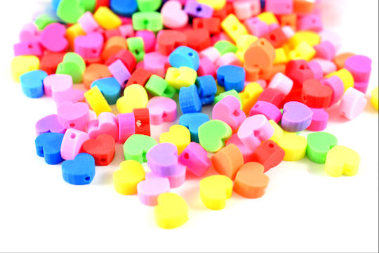Fimo Heart Beads 10mm Multicolour 50 Pieces mf014 50 Pieces