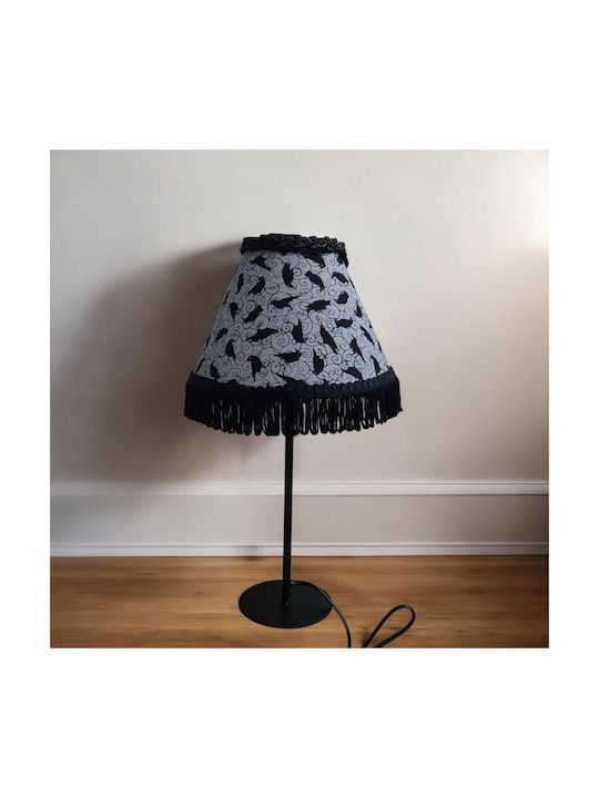 Oxygen Black Grey Crows Tischlampen für E27 mit Schwarz Hut und Schwarz Basis