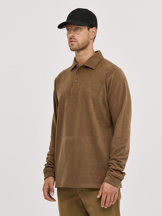 Sogo Polo Long Sleeve Brown Blouse