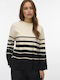 Saba Women's Long Sleeve Sweater Striped Ecru