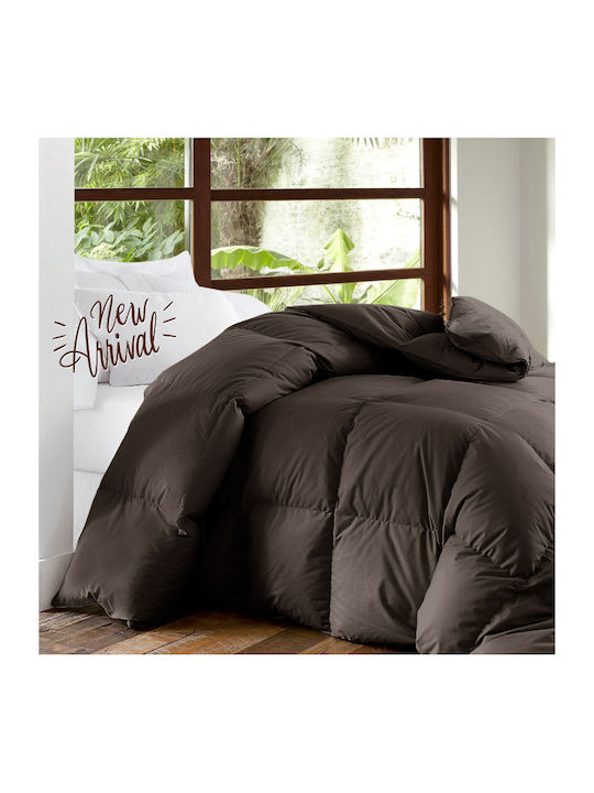 Go Smart Home Πάπλωμα Διπλό με Γέμιση Microfiber 215x235εκ. Καφέ 250 GSM