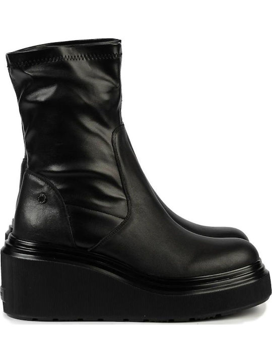 Leder Stiefeletten Damen Schwarz