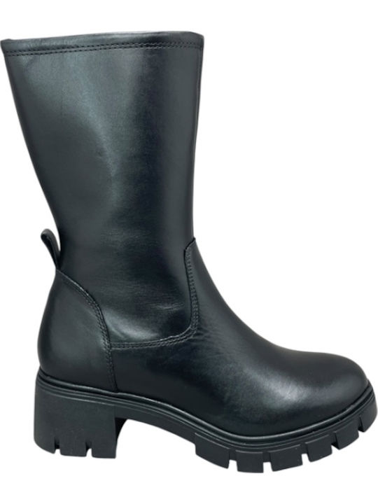 Leder Stiefeletten Damen Schwarz