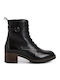 Leather Women's Ankle Boots with Medium Heel Black