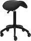 Salon Stools Wheeled Stool with Backrest Black