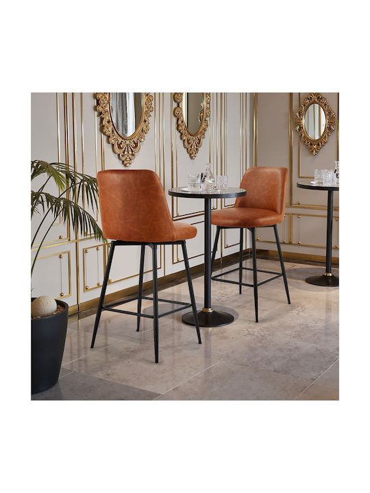 Stool Bar with Backrest Upholstered with Leatherette Coffee 2pcs