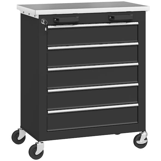 HomCom Rollbar Metallisch Werkzeugkiste