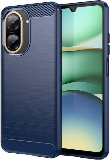 Forcell Carbon Fiber Back Cover Silicone / Tempered Glass Blue (Redmi 15C 4G)