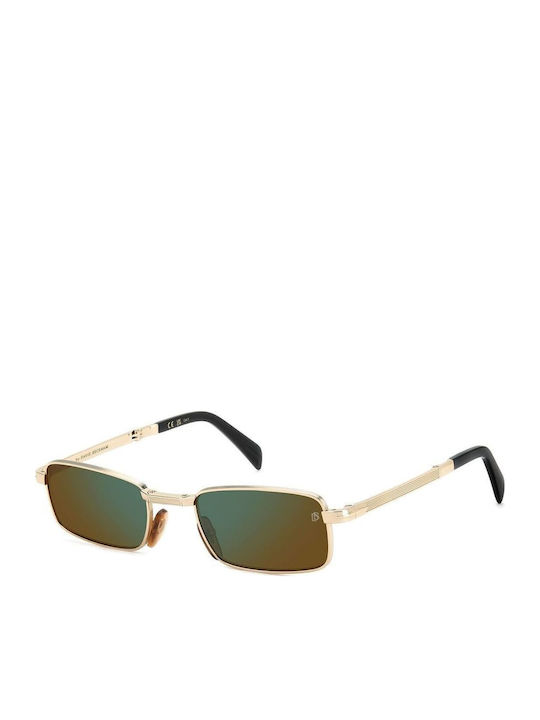 David Beckham Men's Sunglasses with Gold Metal Frame and Green Lens