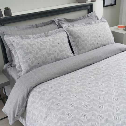 Vesta Home Set Duvet Cover Geneva 1 Cotton Satin 170x240cm Single with Pillowcase Grey