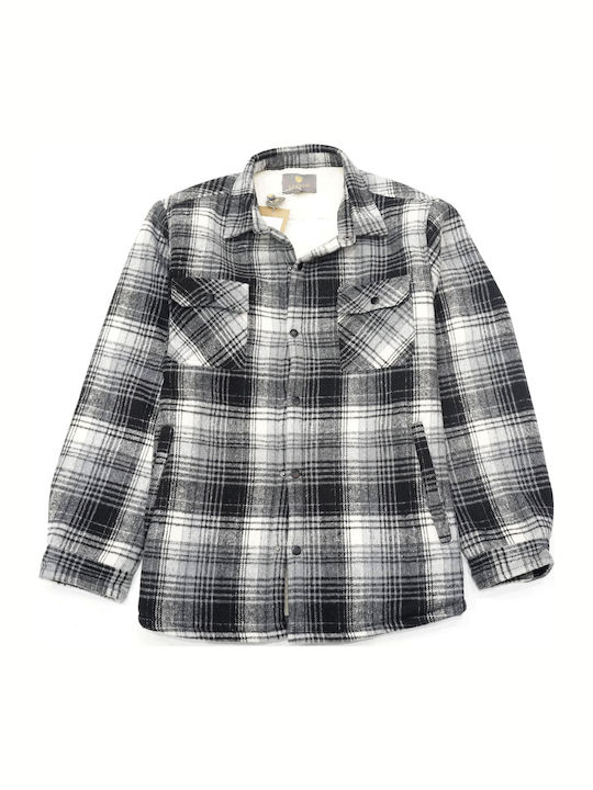 Herrenhemden Langärmeliges Overshirt Schwarz, Grau
