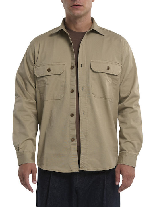 Μακρυμάνικo Overshirt Μπεζ