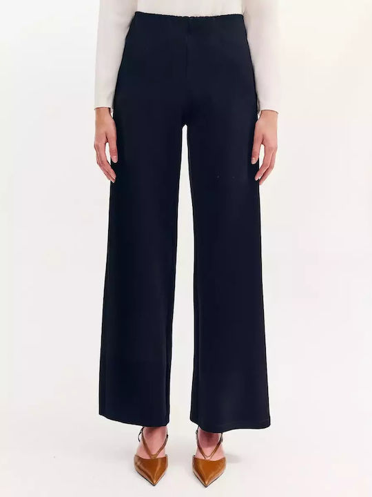 Women's Fabric Trousers with Elastic Regular Fit Black