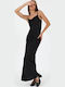 Summer Maxi Evening Satin Black Dress