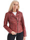Phedra Sheep Leder Damenjacke für Winter Rot