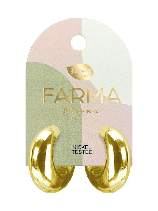 Farma Bijoux Σκουλαρίκια Κρίκοι Επιχρυσωμένα με Πέτρες