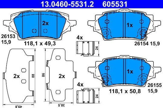 Ate Brake Pad Set Disc Brake 13.0460-5531.2