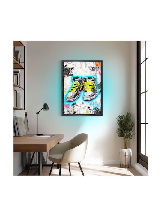 Painting “Sneakers Pop Art” Neon Led Lighting 50x70 Cm