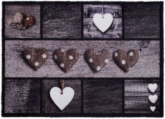 Sdim Covor de Intrare Mochetă cu Suport Antiderapant Ambiance 890 4 Hearts Bej 50x75buc Grosime 8mm