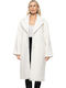 Femeie Off White Palton cu Nasturi