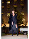 Women's Black Coat with Fur Details