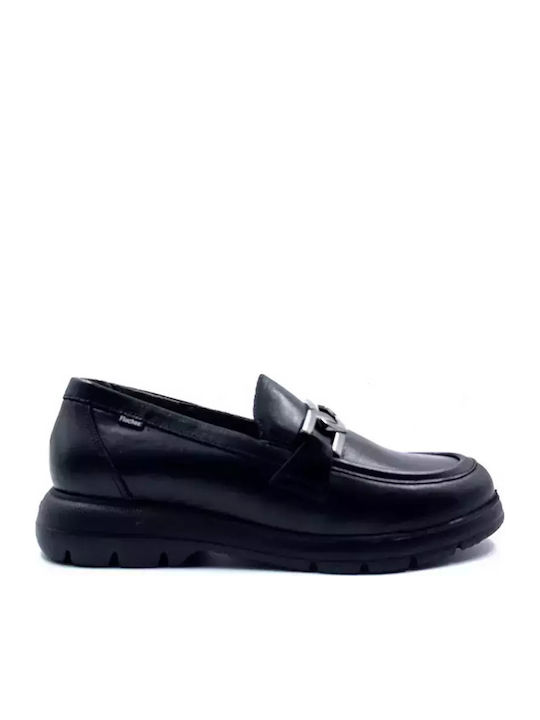 Leather Women's Moccasins in Black Color