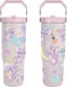 Pyramid International Angel Handled Tumbler Θερμός Ανοξείδωτο 887ml Μωβ με Καλαμάκι και Λαβή