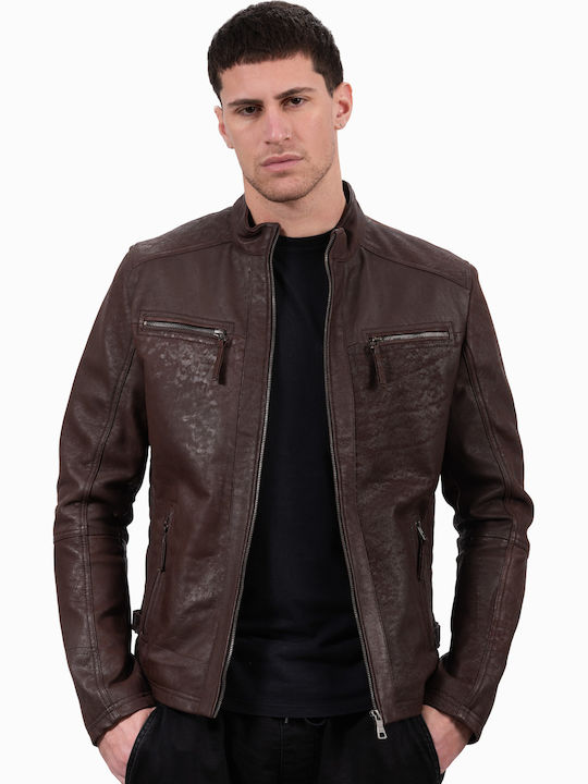 Alpha Buffed Δερμάτινο Μπουφάν Brown