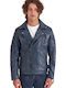 Charlie Sheep Leather Jacket Biker Blue
