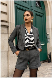 Bon Short Women's Tweed Blazer Dark Gray